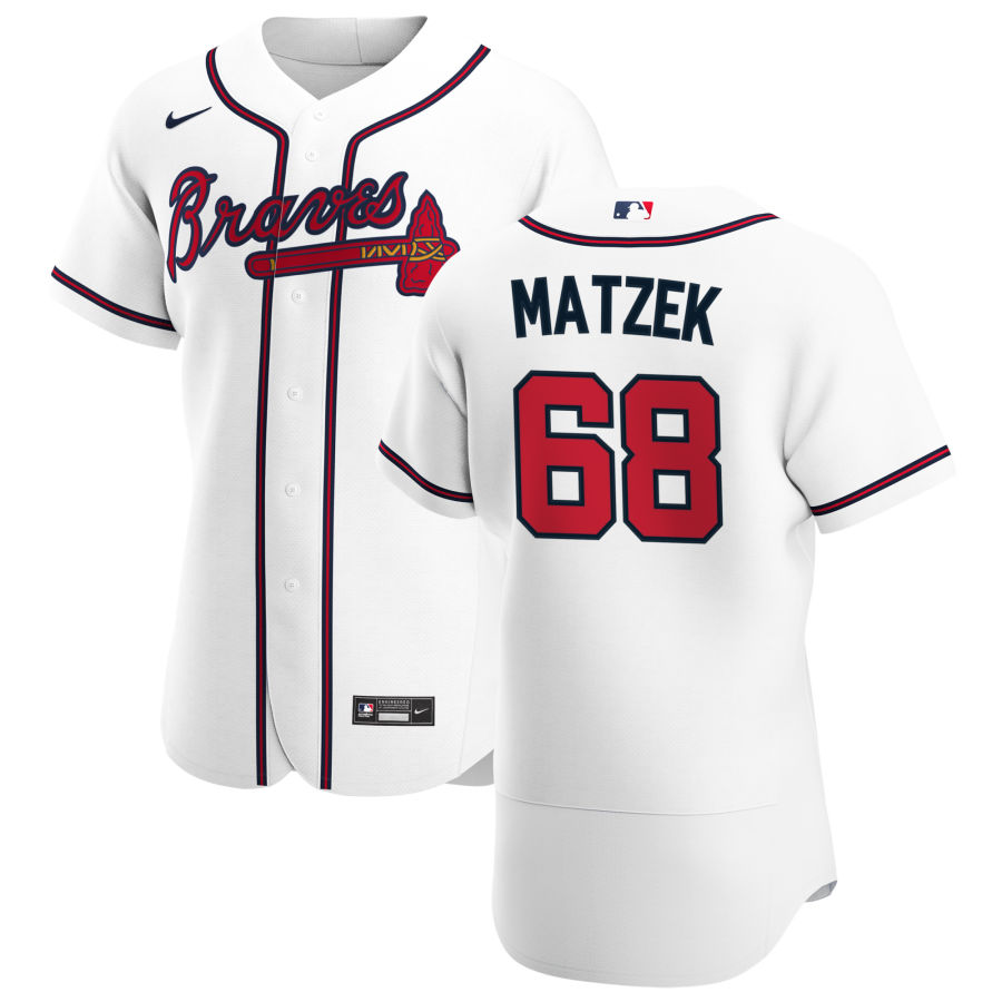 Atlanta Braves #68 Tyler Matzek Men Nike White Home 2020 Authentic Player MLB Jersey